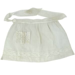 1950s Hostess Apron Embroidered‎ Lace Pocket Vintage Retro Kitchen Chic